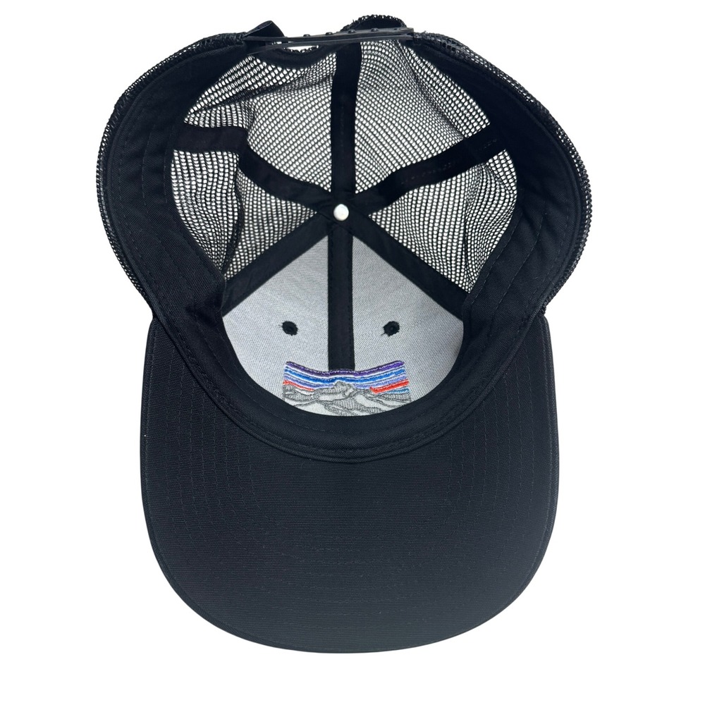 Patagonia P-6 Logo Trucker Hat Black Mesh Snapback Cap Adjustable P6 Patch - Picture 2 of 5